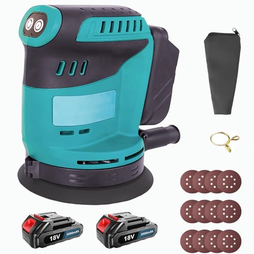 Bürstenloser Exzenterschleifer, Ersatz für Makita DBO180Z, 125MM Exenterschleifmaschine zum Schleifen, Polieren, Oberflächen glätten, 2 x 3000mAh Akku Bürstenloser Exzenterschleifer, Ersatz für Makita DBO180Z, 125MM Exenterschleifmaschine zum Schleifen, Polieren, Oberflächen glätten, 2 x 3000mAh Akku von ikeborm