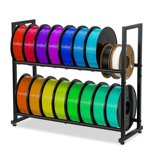 ikkle Filament Lagerregal für 3D-Drucker, 2 Ebenen Filamentspulenhalter, Robustes Metallregal für PLA/ABS/TPU/Nylon, 3D-Druckerzubehör Organizer für 3D-Druckstudio/Werkstatt/Garage/Büro von ikkle