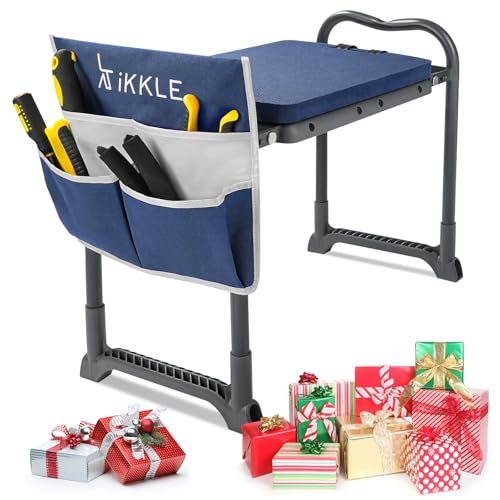 ikkle Gartenhocker, Kniebank und Sitz, robust, verbesserte faltbare Gartenbank mit dickerer, breiterer abnehmbarer Knieunterlage und Werkzeugaufbewahrungstaschen, tolles Gartengeschenk für Senioren, von ikkle