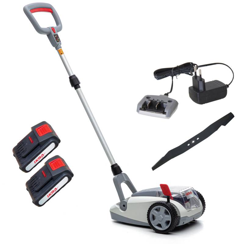 Akku Einhandrasenmäher ICHM 20 2x Akku 20 Volt Ladegerät Ersatzmesser von ikra