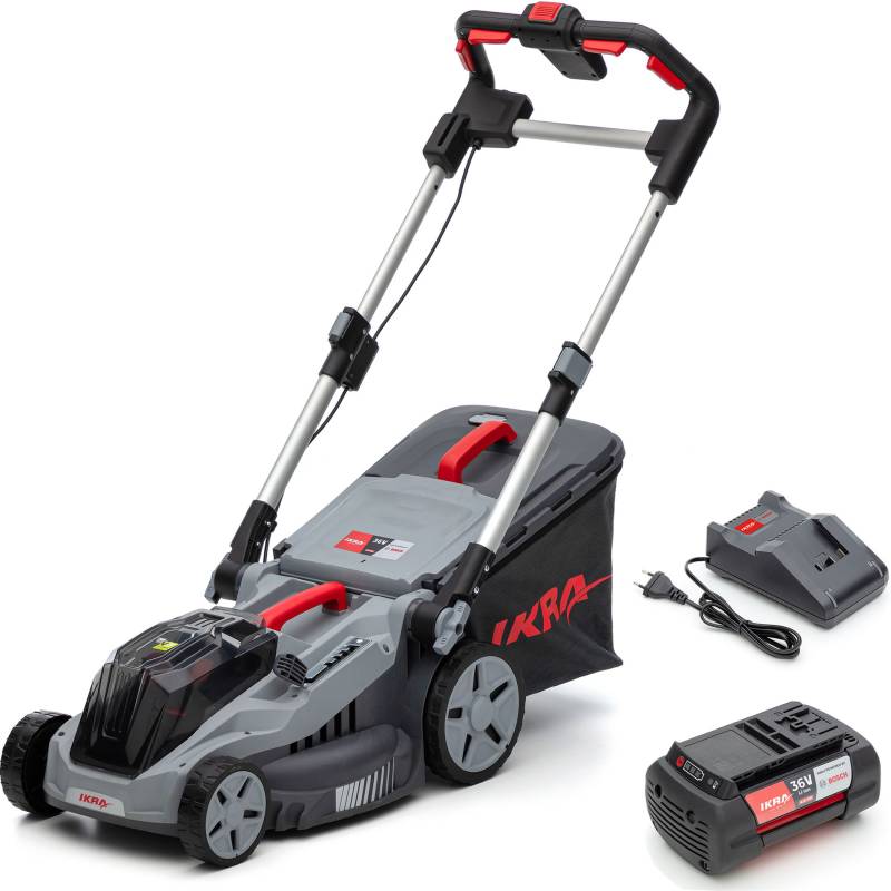 Akku Rasenmäher IB-LM 38 ikra Bosch mit 36V 4Ah Akku & Standardlader Akku Rasenmäher IB-LM 38 ikra Bosch mit 36V 4Ah Akku & Standardlader von ikra