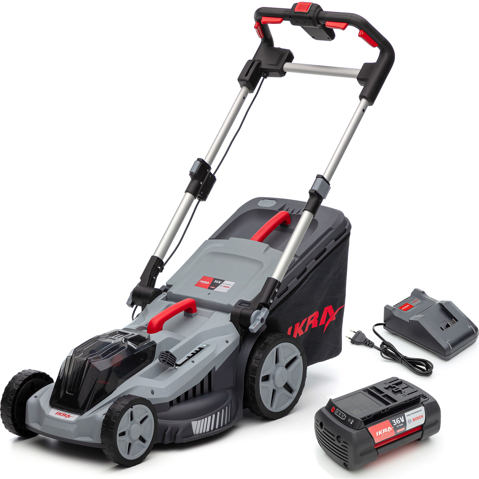 Akku Rasenmäher IB-LM 43 ikra Bosch mit 36V 4Ah Akku & Standardlader Akku Rasenmäher IB-LM 43 ikra Bosch mit 36V 4Ah Akku & Standardlader von ikra