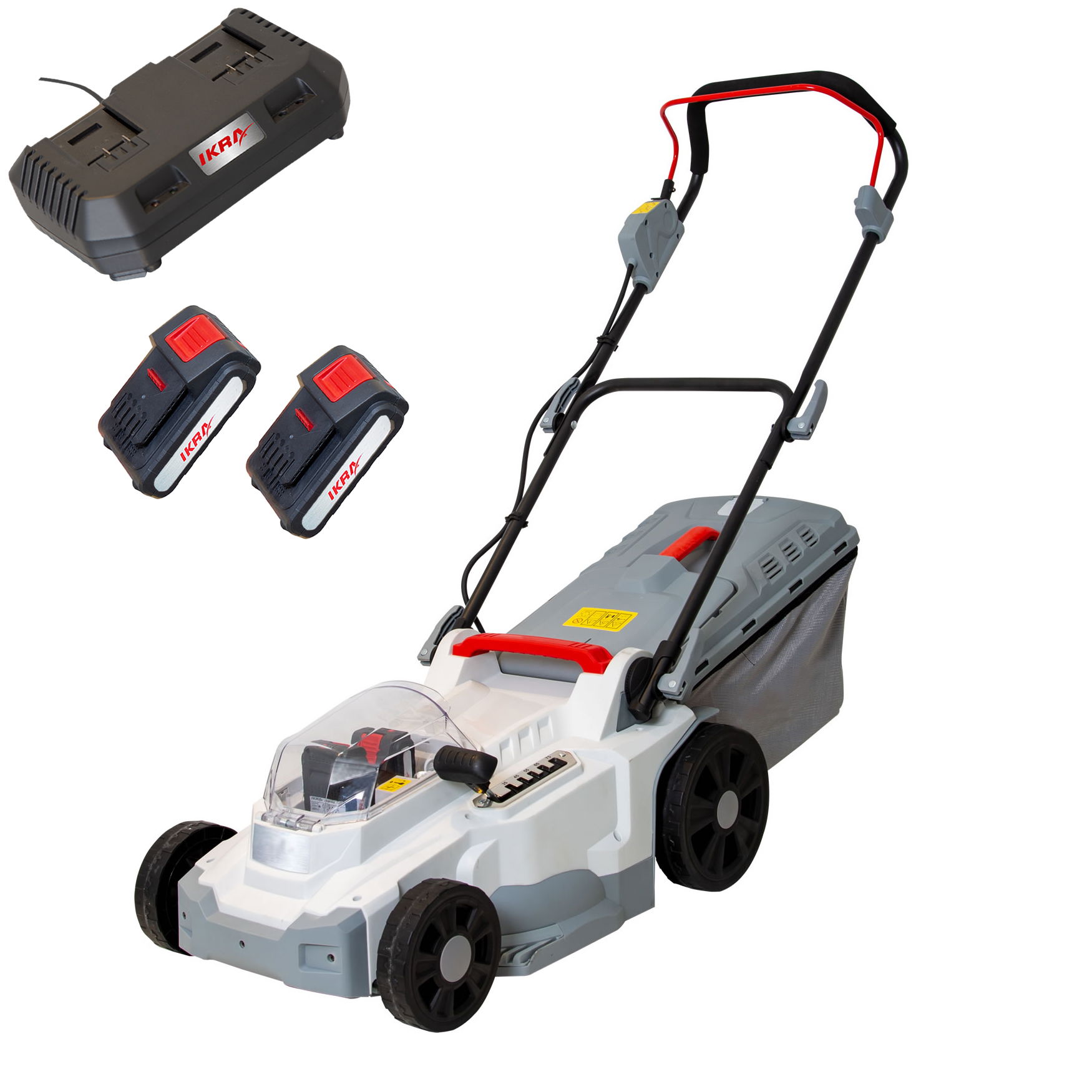 Akku Rasenmäher ICM 2/2037 mit 2x Akku 20V 2Ah & Doppel-Schnellladegerät von ikra