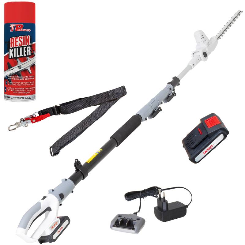 Akku Teleskop Heckenschere ICPH 2040 inkl. Akku & Lader & Schultergurt & Pflegespray von ikra