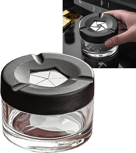 iksya Min Mülleimer Mit Deckel - Glas Tischmülleimer Geruchsdicht für Draußen Balkon Abfallbehälter Küchen für Tabletop Wohnkultur(B) von iksya