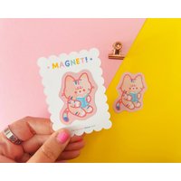 Regenbogen Katze Magnet | "Lesendes "Kätzchen" Kühlschrank Dekor." von ilariapops