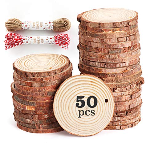 50 Holzscheiben 6-7cm Holz Log Scheiben mit Loch Unvollendete Holzkreise+20m Seil,Holzscheiben aus Perfekt für DIY Handwerk Holz-Scheiben Hochzeit Mittelstücke Weihnachten Dekoration Baumscheibe 50 Holzscheiben 6-7cm Holz Log Scheiben mit Loch Unvollendete Holzkreise+20m Seil,Holzscheiben aus Perfekt für DIY Handwerk Holz-Scheiben Hochzeit Mittelstücke Weihnachten Dekoration Baumscheibe von ilauke