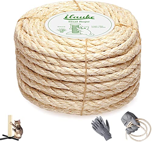 8 mm x 25 m Seil aus natürlichem Sisal für Katzen, extra robust und langlebig für Haustiere, Gartenarbeit, Basteln, Spielzeug aus Sisal, Zerkleinern von Spielsachen, Kratzspielzeug mit Krallen 8 mm x 25 m Seil aus natürlichem Sisal für Katzen, extra robust und langlebig für Haustiere, Gartenarbeit, Basteln, Spielzeug aus Sisal, Zerkleinern von Spielsachen, Kratzspielzeug mit Krallen von ilauke