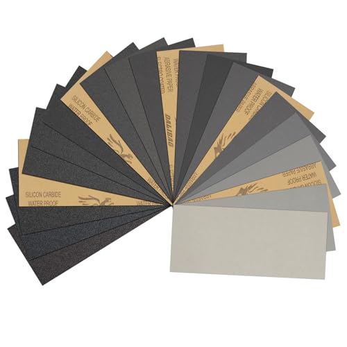 Wet Dry Schleifpapier, 22 Stück Feine Körnung 80 bis 5000 Schleifblatt Sortiment 9 x 3,6 Zoll Trockenbau Schleifpapier für Auto Polieren/Holzmöbel/Stein/Lack/Metall/Glas Wet Dry Schleifpapier, 22 Stück Feine Körnung 80 bis 5000 Schleifblatt Sortiment 9 x 3,6 Zoll Trockenbau Schleifpapier für Auto Polieren/Holzmöbel/Stein/Lack/Metall/Glas von ilauke