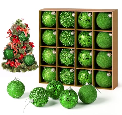 Weihnachtskugeln, ilauke 16 Stück Christbaumkugeln Grün - 6cm Weihnachtsbaumkugeln Glitzer und Ultraleichter Luxus Tannenbaum Kugeln, Einzigartig für Weihnachtsbaum Deko Christbaumschmuck Weihnachtskugeln, ilauke 16 Stück Christbaumkugeln Grün - 6cm Weihnachtsbaumkugeln Glitzer und Ultraleichter Luxus Tannenbaum Kugeln, Einzigartig für Weihnachtsbaum Deko Christbaumschmuck von ilauke