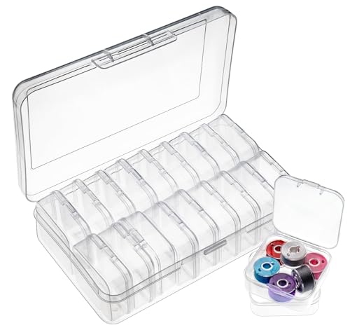 ilauke 19 Stücke Plastik Aufbewahrungsbox Klein, 18 Stück Mini Transparent Aufbewahrungsbox Behälter und 1 Groß Aufbewahrungsbox für die Aufbewahrung von Basteln, Nähwerkzeugen, Schmuck und Zubehör von ilauke