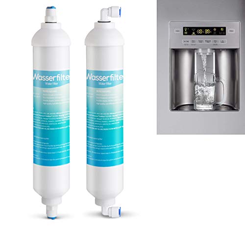 ilauke 2 x Wasserfilter für Samsung Aqua Pure Plus LG AEG Ersatz Externer Kühlschrank Wasser Filter mit 4x 1/4"Universal Anschlussset von ilauke