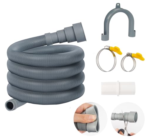 ilauke 2.5M Ablaufschlauch Waschmaschine, Waschmaschine Schlauch Passend für 4 Schnittstellengrößen, Flexibler Ablaufschlauch mit U Förmige Ellbogenhalterung, Weißer Adapter, 4-Schlauchschellen ilauke 2.5M Ablaufschlauch Waschmaschine, Waschmaschine Schlauch Passend für 4 Schnittstellengrößen, Flexibler Ablaufschlauch mit U Förmige Ellbogenhalterung, Weißer Adapter, 4-Schlauchschellen von ilauke