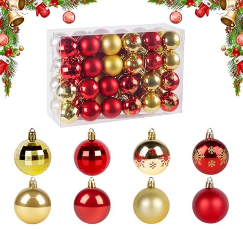 ilauke 48 Stück Christbaumkugeln, Weihnachtskugeln Ornamente Christbaumkugeln Plastik Bruchsicher Weihnachtsbaumschmuck für WeihnachtsbaumDeko,Red+Gold ilauke 48 Stück Christbaumkugeln, Weihnachtskugeln Ornamente Christbaumkugeln Plastik Bruchsicher Weihnachtsbaumschmuck für WeihnachtsbaumDeko,Red+Gold von ilauke