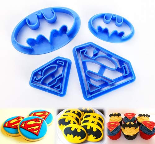 ilauke 4tlg. Keks Fondant Ausstecher Batman Super Hero Ausstechformen Superman Sugarcraft Cake Cookies Toast Cutter Dekoration Modellierwerkzeug Deko von ilauke