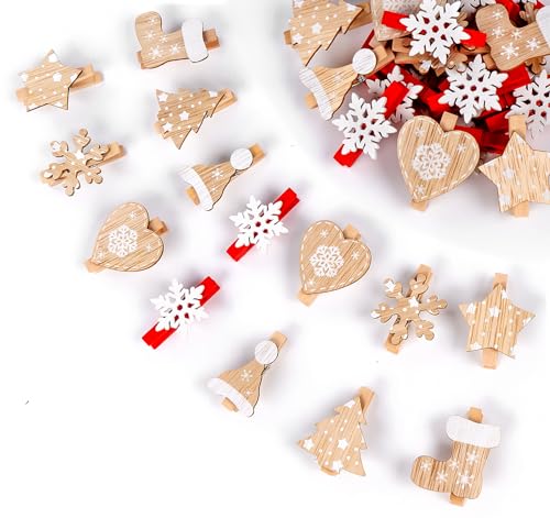 ilauke 60 Stück Dekoklammern Weihnachten, 7 Patterns Weihnachten Holz Clips, Weihnachten Wäscheklammern, Mini Holzklammern Weihnachten mit 10M Hanfseil für DIY Foto Klammern,Weihnachts Dekoration ilauke 60 Stück Dekoklammern Weihnachten, 7 Patterns Weihnachten Holz Clips, Weihnachten Wäscheklammern, Mini Holzklammern Weihnachten mit 10M Hanfseil für DIY Foto Klammern,Weihnachts Dekoration von ilauke