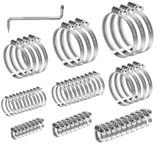ilauke 60 Stück 304 Schlauchschellen Edelstahl, 9 Größen 8-114 mm Verstellbares Schlauchschellen Set mit Schraubendrier, Rohrschellen Edelstahl für Haus, Gasrohr, Wasserrohr, Teich, Garten, Pool,Haus ilauke 60 Stück 304 Schlauchschellen Edelstahl, 9 Größen 8-114 mm Verstellbares Schlauchschellen Set mit Schraubendrier, Rohrschellen Edelstahl für Haus, Gasrohr, Wasserrohr, Teich, Garten, Pool,Haus von ilauke