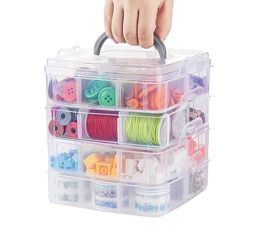 ilauke Fächer Aufbewahrungsbox mit Tragegriff, 4 x 6 Fächern Stöckige Aufbewahrungsbox Plastik Transparent Stapelbar für Die Organisation von Nähfäden,Spulen,Perlen,Schmuck,Spielzeug ilauke Fächer Aufbewahrungsbox mit Tragegriff, 4 x 6 Fächern Stöckige Aufbewahrungsbox Plastik Transparent Stapelbar für Die Organisation von Nähfäden,Spulen,Perlen,Schmuck,Spielzeug von ilauke