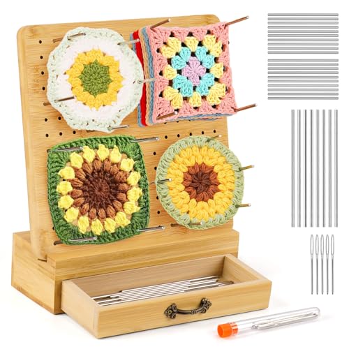 ilauke Granny Square Spanner, 20 x 20 cm Handcrafted Wooden Blocking Board für Granny Squares mit 24 Edelstahl Stabstiften und 5 Nadeln, 1 Ausziehbare Schublade Ständer für Strick und Häkelprojekte ilauke Granny Square Spanner, 20 x 20 cm Handcrafted Wooden Blocking Board für Granny Squares mit 24 Edelstahl Stabstiften und 5 Nadeln, 1 Ausziehbare Schublade Ständer für Strick und Häkelprojekte von ilauke