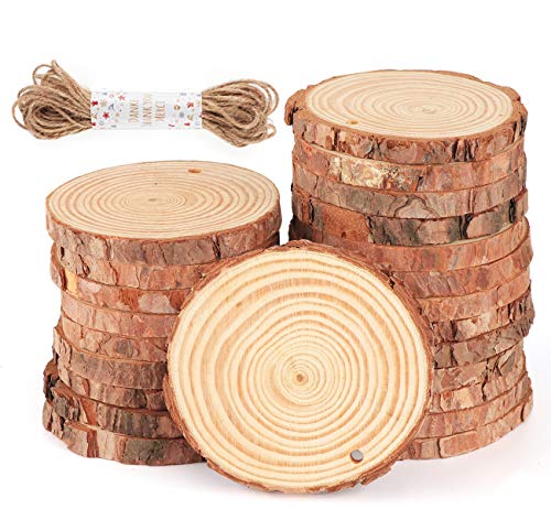 ilauke Holzscheiben - 30 Stücke Holz Log Scheiben 8-9cm mit Loch und 10 mt Jute Seil Naturholzscheiben Holz Deko für DIY Handwerk und Hochzeit Mittelstücke Weihnachten Dekoration Baumscheibe ilauke Holzscheiben - 30 Stücke Holz Log Scheiben 8-9cm mit Loch und 10 mt Jute Seil Naturholzscheiben Holz Deko für DIY Handwerk und Hochzeit Mittelstücke Weihnachten Dekoration Baumscheibe von ilauke
