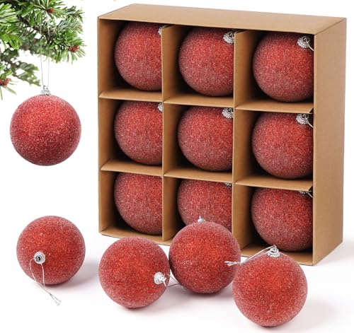 Christbaumkugeln Rot, ilauke 9 Stück Weihnachtskugeln Rot - 8cm mit Ultraleichtgewicht Glitzernd Baumkugeln, Tannenbaumschmuck mit Seile für Weihnachtsbaum Deko und Weihnachtsbaumschmuck Christbaumkugeln Rot, ilauke 9 Stück Weihnachtskugeln Rot - 8cm mit Ultraleichtgewicht Glitzernd Baumkugeln, Tannenbaumschmuck mit Seile für Weihnachtsbaum Deko und Weihnachtsbaumschmuck von ilauke