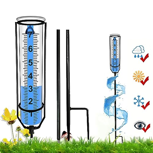 ilbcavne Regenmesser Aus Glas,Edelstahlsockel,FassungsvermöGen,Einfache Handhabung,Praktische Skala Zum Ablesen,Trendiges Gartenaccessoire von ilbcavne