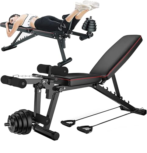 ilbcavne Verstellbare Hantelbank Utility Workout Bank,Verstellbarer Rückenlehne Sit Up Bank,Faltbare Gewichte Bank Fitness Set,für Ganzkörpertraining,klappbare Schrägbank,bis 200kg Belastbar von ilbcavne