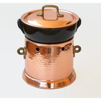 Pfannenhalter Aus Gehämmertem Kupfer Und Terrakotta. Handgefertigt von ilgarganello