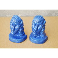 Blauer Aphrodit Glasur Keramik Modern Sculptural Bookends Jk von ilikemikes