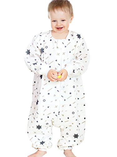 ililmmoe Original Gaze 100% Baumwollschlafsack mit Beinen, Baby kann Decke, Langarm, Frühling und Herbst Stil tragen, Tog0.5 1-4 Jahre/Sterne von ililmmoe