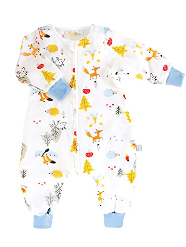 ililmmoe Original Gaze 100% Baumwollschlafsack mit Beinen, Baby kann Decke, Langarm, Frühling und Herbst Stil tragen, Tog1.0 1-4 Jahre von ililmmoe