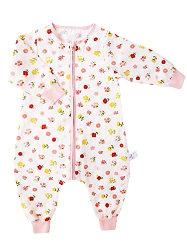 ililmmoe Original Gaze 100% Baumwollschlafsack mit Beinen, Baby kann Decke, Langarm, Frühling und Herbst Stil tragen, Tog1.0 1-4 Jahre von ililmmoe