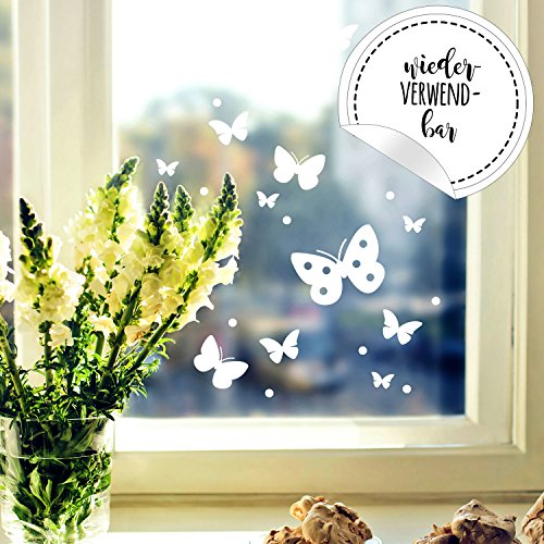 ilka parey wandtattoo-welt Fensterbild Schmetterlinge Set -WIEDERVERWENDBAR- Fensterdeko Frühling Fensterbilder Osterdeko M2348 von ilka parey wandtattoo-welt