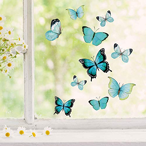 Fensterbilder Fensterbild Schmetterlinge blau wiederverwendbar Frühling Frühlingsdeko Fensterdeko bf59 - ausgewählte Farbe: *bunt* ausgewählte Größe: *5. Schmetterlinge blau* von ilka parey wandtattoo-welt