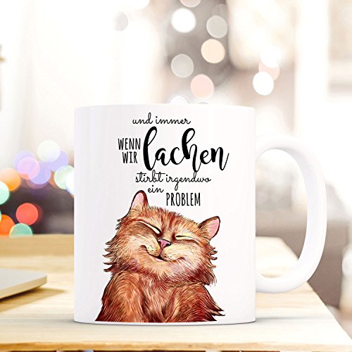 ilka parey wandtattoo-welt Tasse Becher lustige Katze Kaffeebecher mit Spruch Immer wenn wir lachen. ts498 von ilka parey wandtattoo-welt