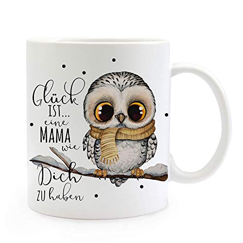 Tasse Becher mit Spruch Glück ist eine Mama wie Dich zu haben & Eule auf Ast Zweig Motiv Kaffeebecher Geschenk Spruchbecher ts1080 - ausgewählte Farbe: *weiß* Tasse Becher mit Spruch Glück ist eine Mama wie Dich zu haben & Eule auf Ast Zweig Motiv Kaffeebecher Geschenk Spruchbecher ts1080 - ausgewählte Farbe: *weiß* von ilka parey wandtattoo-welt