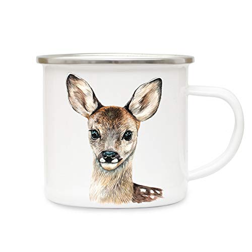 Tasse Emaille Becher oder Thermobecher Kaffeebecher mit Reh Rehkitz Kaffeebecher Reh-Motiv Geschenk pb08 - ausgewähltes Produkt: *Emaillebecher* Tasse Emaille Becher oder Thermobecher Kaffeebecher mit Reh Rehkitz Kaffeebecher Reh-Motiv Geschenk pb08 - ausgewähltes Produkt: *Emaillebecher* von ilka parey wandtattoo-welt