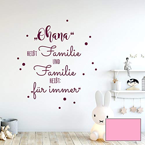 Wandtattoo Aufkleber Spruch Ohana heißt Familie Wanddeko Wandgestaltung M2234 - ausgewählte Farbe: *rosa* ausgewählte Größe: *M - 50cm hoch x 40cm breit* von ilka parey wandtattoo-welt