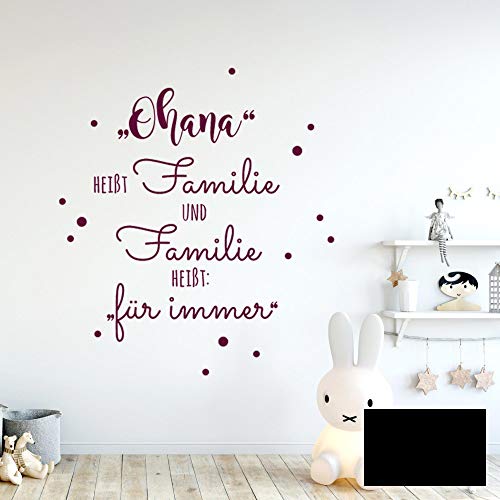 Wandtattoo Aufkleber Spruch Ohana heißt Familie Wanddeko Wandgestaltung M2234 - ausgewählte Farbe: *schwarz* ausgewählte Größe: *L - 67cm hoch x 53cm breit* von ilka parey wandtattoo-welt