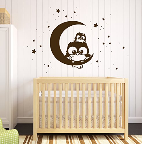 Wandtattoo Eulen Eulenwandtattoo Wandaufkleber Eule Wandtattoo kinderzimmer M1175 (schwarz) von ilka parey wandtattoo-welt