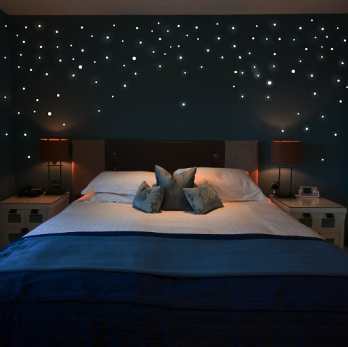 Wandtattoo Sternenhimmel 200 STK. mit fluoreszierenden Punkten dargestellt Leuchtend nachleuchtend flureszierend Fluoreszierende Sterne M873 von ilka parey wandtattoo-welt