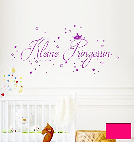 Wandtattoo Wandaufkleber Kleine Prinzessin Sterne Baby Krone M1685 - ausgewählte Farbe: *Pink* - ausgewählte Größe: *M - 70cm breit x 36cm hoch* von ilka parey wandtattoo-welt