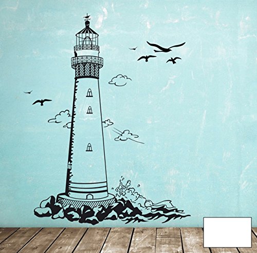 Wandtattoo Wandaufkleber Leuchtturm Lighthouse Meer maritim M1465 - ausgewählte Farbe: *Weiß* ausgewählte Größe:*L 72cm breit x 100cm hoch von ilka parey wandtattoo-welt