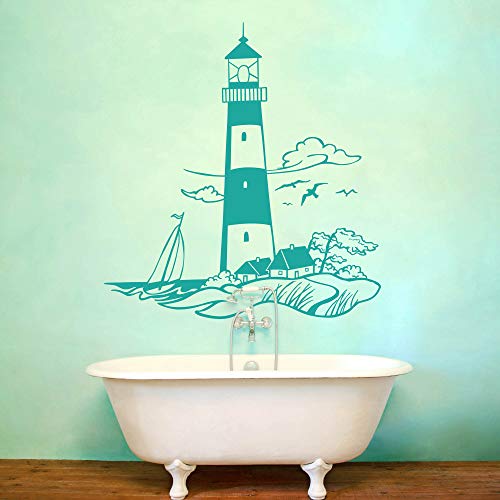 Wandtattoo Wandaufkleber Leuchturm Meer Maritime Landschaft M1430 - ausgewählte Farbe: *Dunkelblau* ausgewählte Größe:*S 75cm breit x 80cm hoch von ilka parey wandtattoo-welt