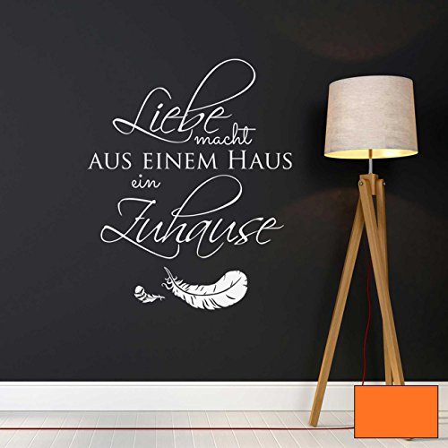 Wandtattoo Wandaufkleber Wandsticker Aufkleber Sticker Spruch Liebe Macht aus einem Haus EIN Zuhause M1972 ausgewählte Farbe: *orange* ausgewählte Größe: *L - 66cm breit x 80cm hoch* von ilka parey wandtattoo-welt