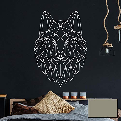 Wandtattoo geometrischer Wolf polygonaler Stil Wanddeko für Flur Schlafzimmer oder Wohnzimmer M2430 - ausgewählte Farbe: *Mittelgrau* ausgewählte Größe: *L - 97cm hoch x 68cm breit* von ilka parey wandtattoo-welt