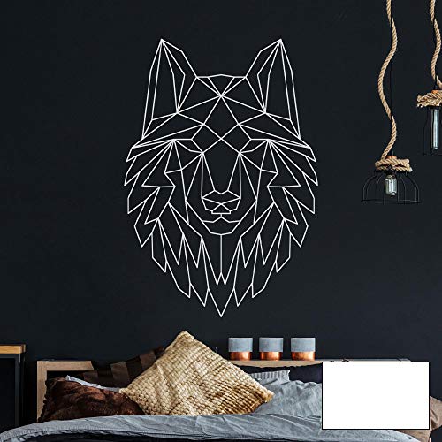 Wandtattoo geometrischer Wolf polygonaler Stil Wanddeko für Flur Schlafzimmer oder Wohnzimmer M2430 - ausgewählte Farbe: *weiß* ausgewählte Größe: *S - 50cm hoch x 35cm breit* von ilka parey wandtattoo-welt