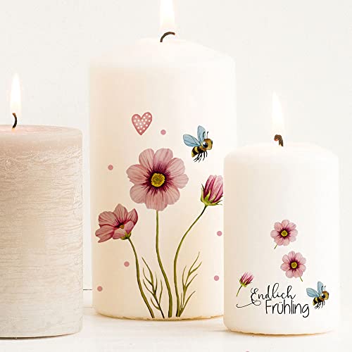 Ilka parey Kerzen Tattoo Frühling Frühlingsgrüße Blumen - Kerzentattoos Frühling - A6 Stickerbogen DIY für Kerzen oder Keramik - Verzaubern Sie Ihr Zuhause mit Frühlingsgefühlen (kst64) von ilka parey wandtattoo-welt