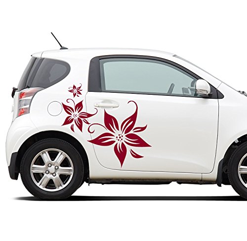 ilka parey wandtattoo-welt® Autoaufkleber Autotattoo Blumen Blüten Hibiskus Hawaiiblumen Aufkleber Auto Aufkleber Aufkleber Autodesign MA25 von ilka parey wandtattoo-welt