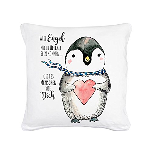 ilka parey wandtattoo-welt® Kissen Dekokissen Dekorationskissen Couchkissen Kuschelkissen Pinguin mit Herz und Spruch Menschen wie Dich. inklusive Füllung ks31 von ilka parey wandtattoo-welt